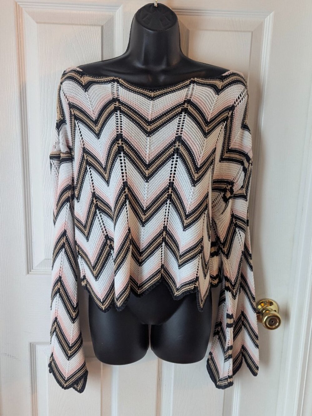 Alya woven Chevron striped sweater multicolored - L
